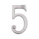 M Marcus Heritage Brass Numeral 5 - Face Fix 76mm Slimline font